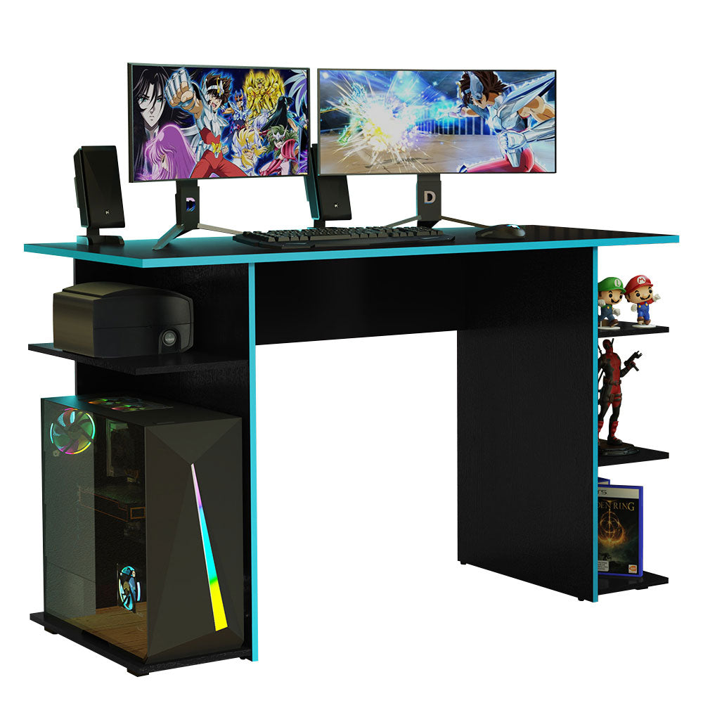 Escrivaninha Mesa para Computador Gamer Preto/Azul 9424 Madesa
