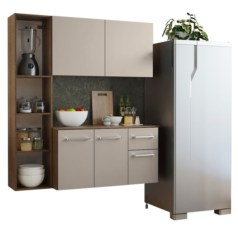 Armário de Cozinha Compacta 120cm Rustic/Crema Easy Madesa