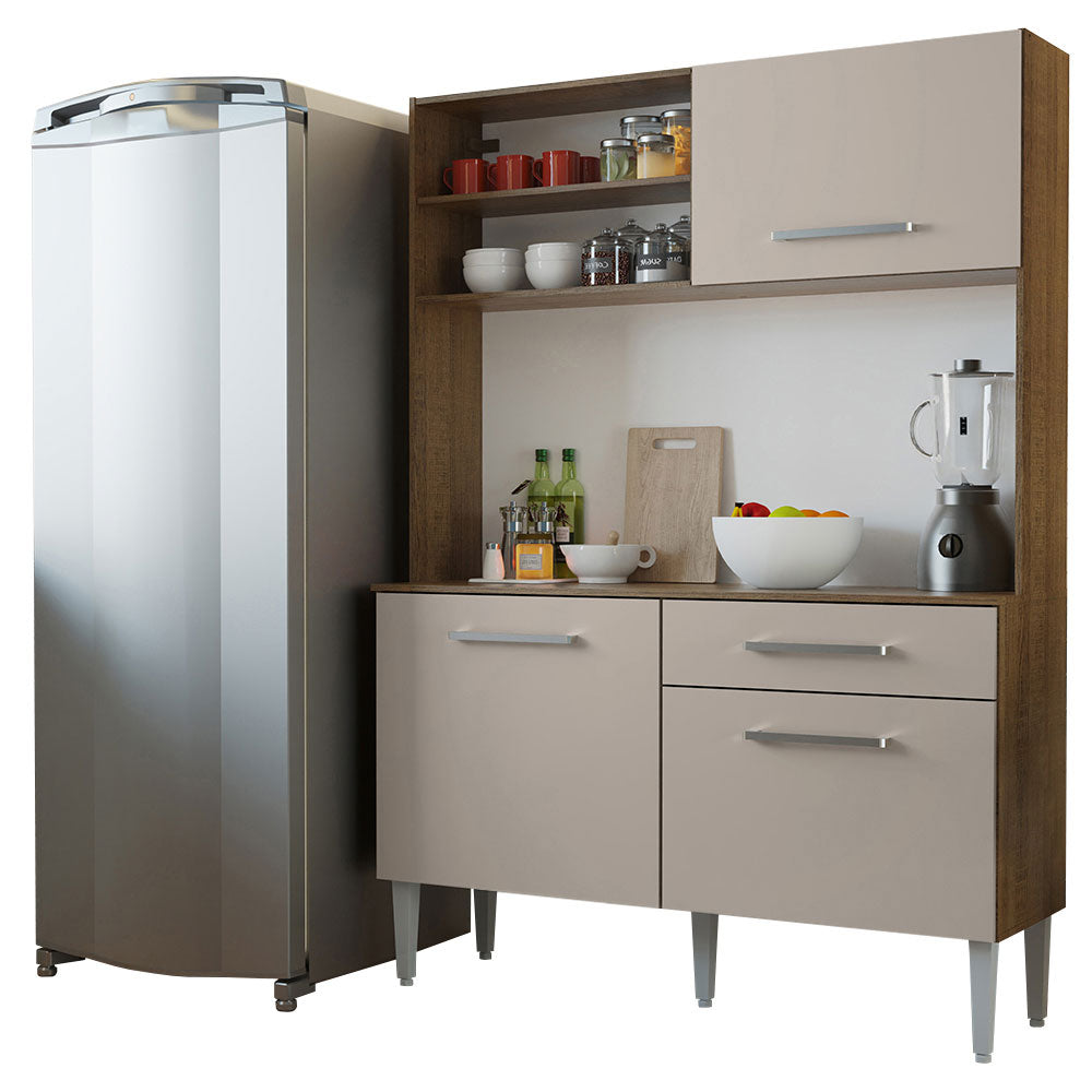 Armário de Cozinha Compacta 120cm Rustic/Crema Life Madesa