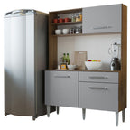 Armário de Cozinha Compacta 120cm Rustic/Cinza Life Madesa