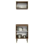 Kit Cozinha com Armário Aéreo e Balcão 60 cm Rustic/Branco Lille Madesa