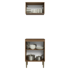 Kit Cozinha com Armário Aéreo e Balcão 60 cm Rustic/Preto Lille Madesa