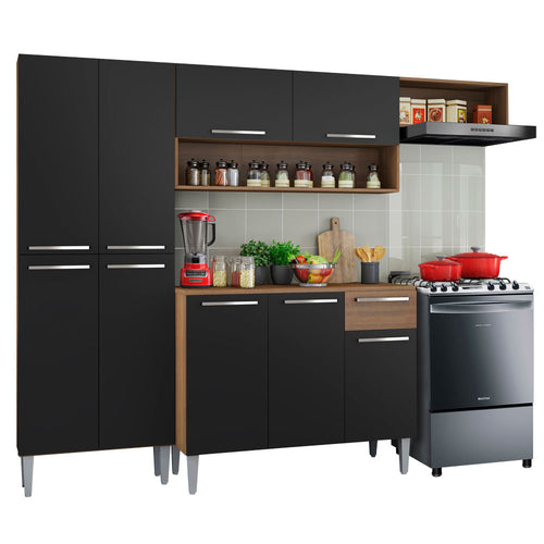 Armário de Cozinha Compacta Rustic/Preto Emilly Top Madesa