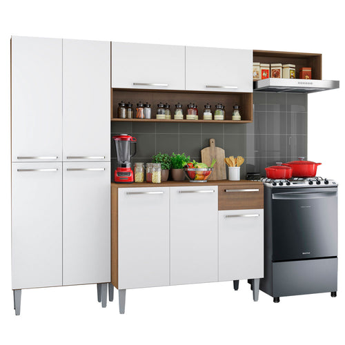 Armário de Cozinha Compacta Rustic/Branco Emilly Top Madesa