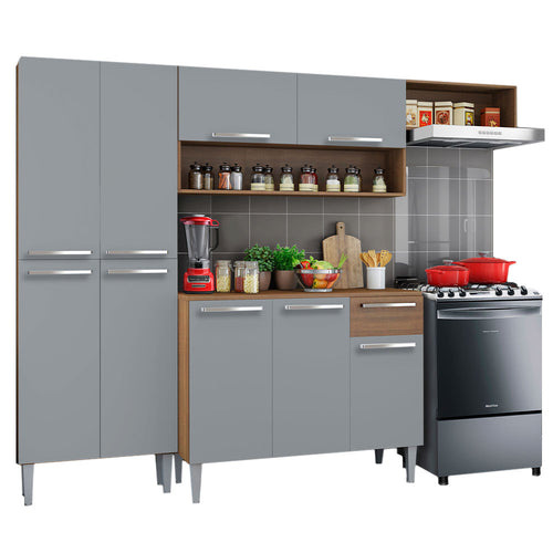 Armário de Cozinha Compacta Rustic/Cinza Emilly Top Madesa