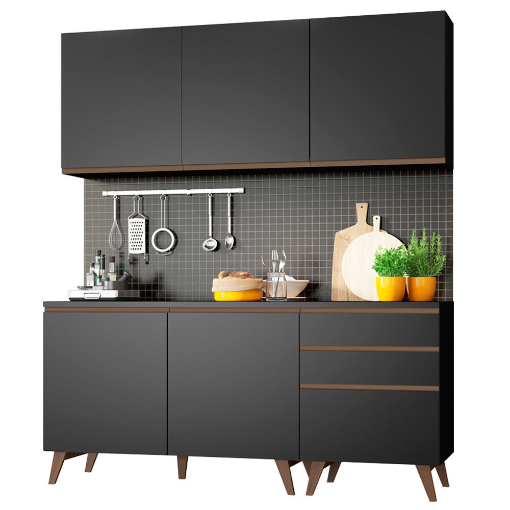 Armário de Cozinha Compacta 180cm Preto Reims Madesa 80