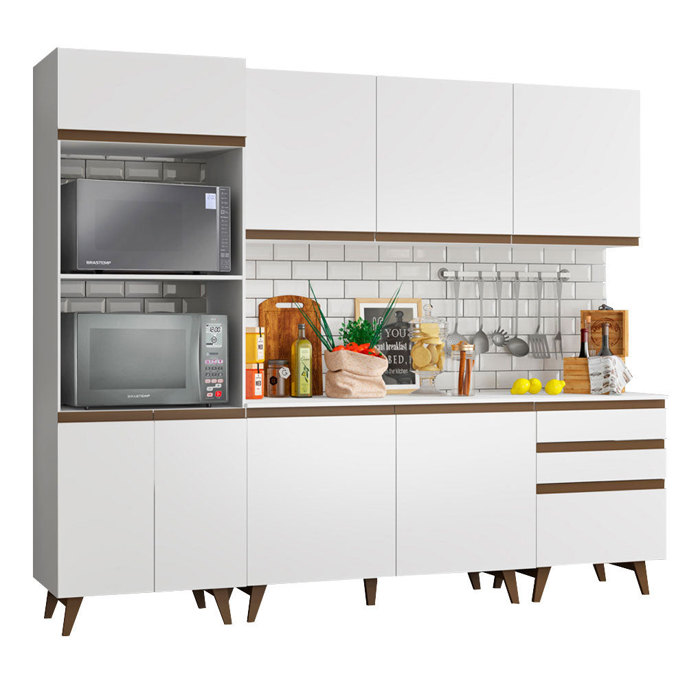 Armário de Cozinha Completa 250cm Branco Reims Madesa