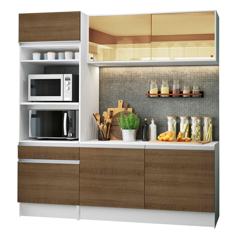 Armário de Cozinha Compacta 180cm Branco/Rustic Diamante Madesa 86