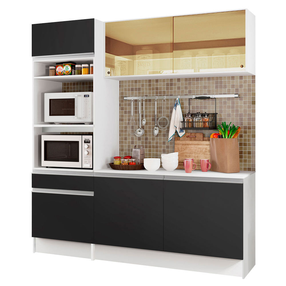 Armário de Cozinha Compacta 180cm Branco/Preto Diamante Madesa 86