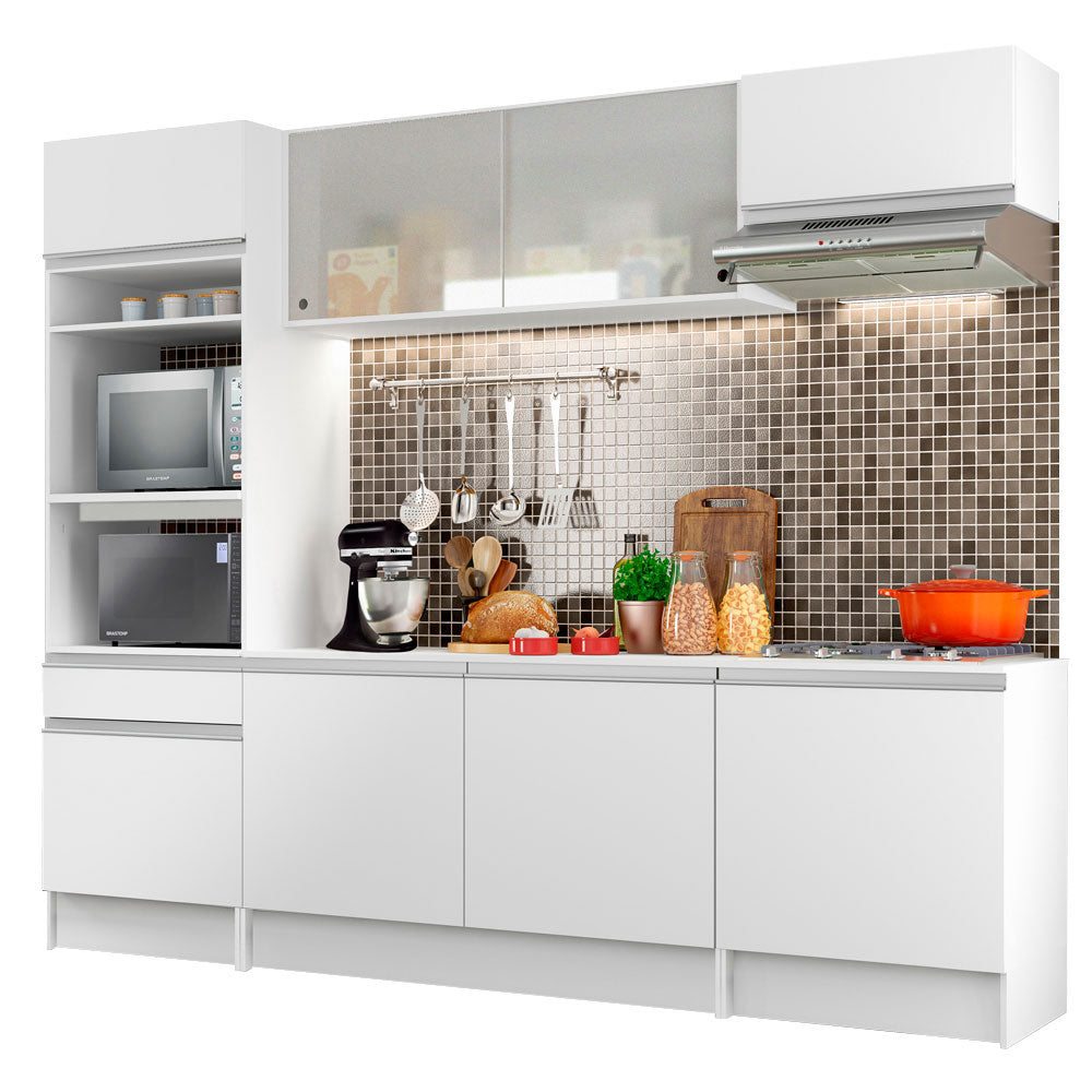Armário de Cozinha Completa 240cm Branco Topazio Madesa