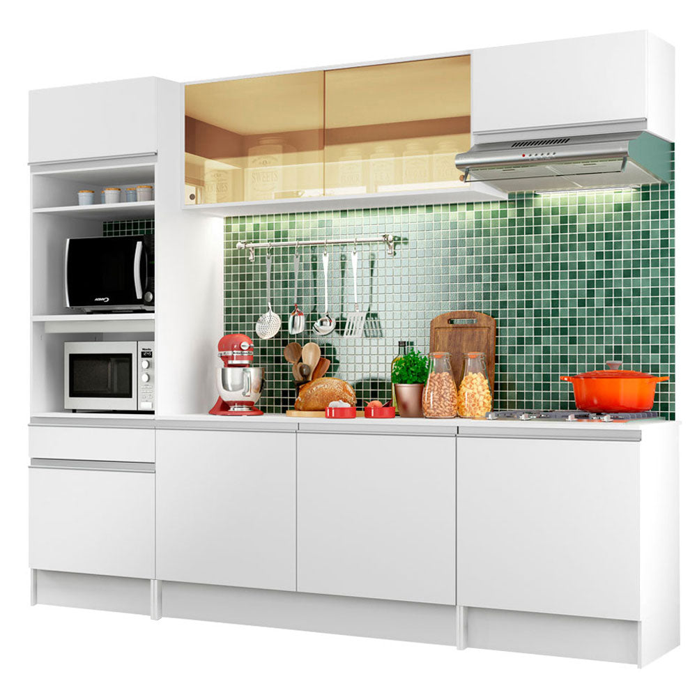 Armário de Cozinha Completa 240cm Branco Diamante Madesa