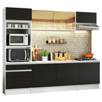 Armário de Cozinha Completa 240cm Branco/Preto Diamante Madesa