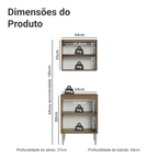 Kit com Armário Aéreo e Balcão 64cm Rustic/Cinza Emilly Madesa