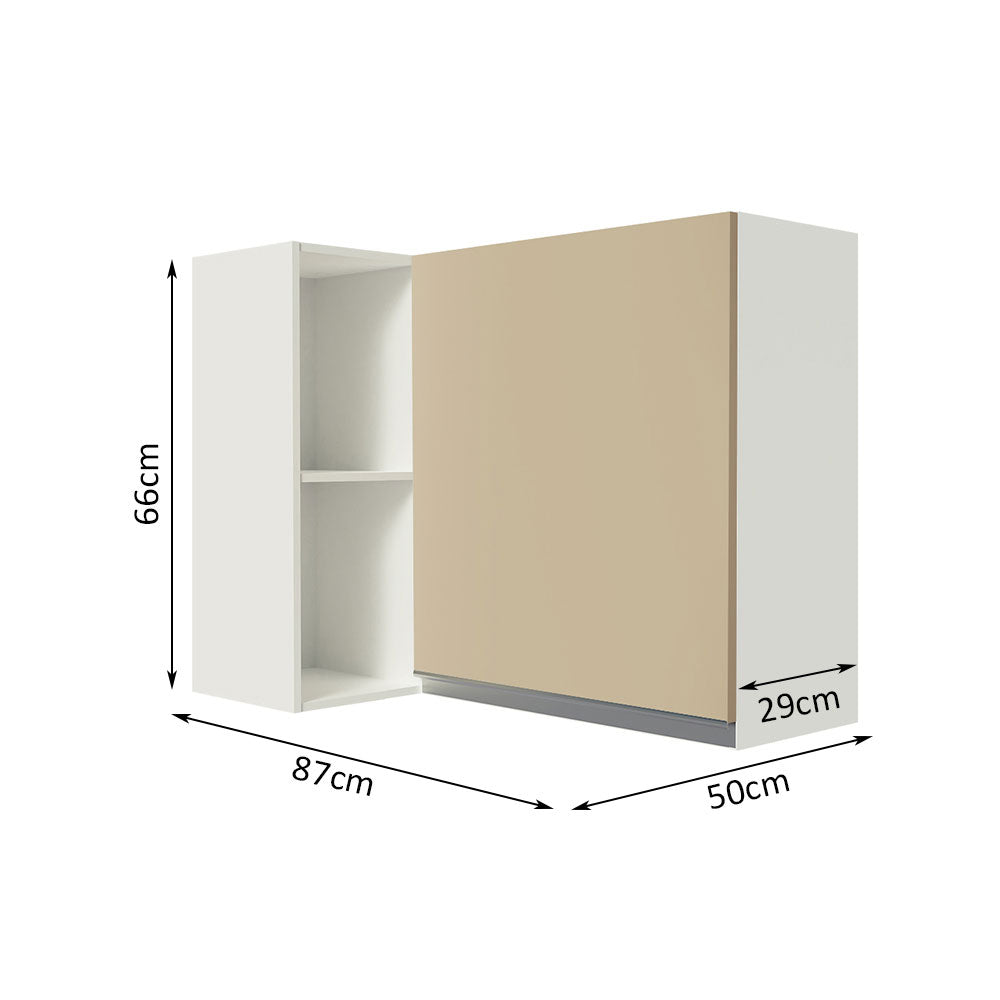 Armário Aéreo de Canto Madesa Smart 100% MDF com 1 Porta e Adega Branco/Crema