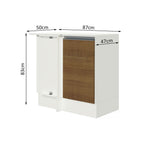 Balcão de Canto Madesa Smart 100% MDF com Tampo 1 Porta Branco/Rustic