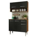 Armário de Cozinha Compacta 105cm Rustic/Preto Emilly Madesa