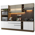 Armário de Cozinha Completa 290cm Rustic/Branco/Crema Vicenza Madesa