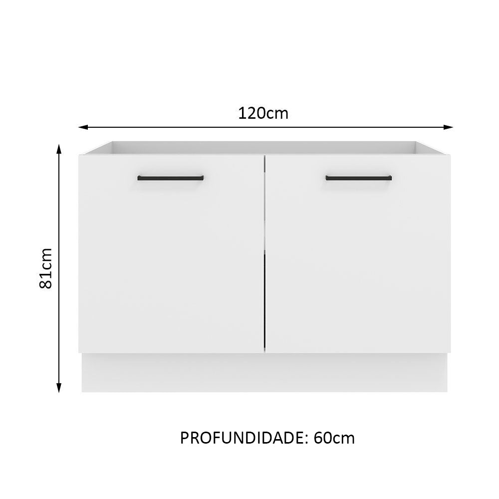 Balcão Gabinete de Pia Madesa Agata 120 x 60 cm 2 Portas (Sem Tampo) Branco