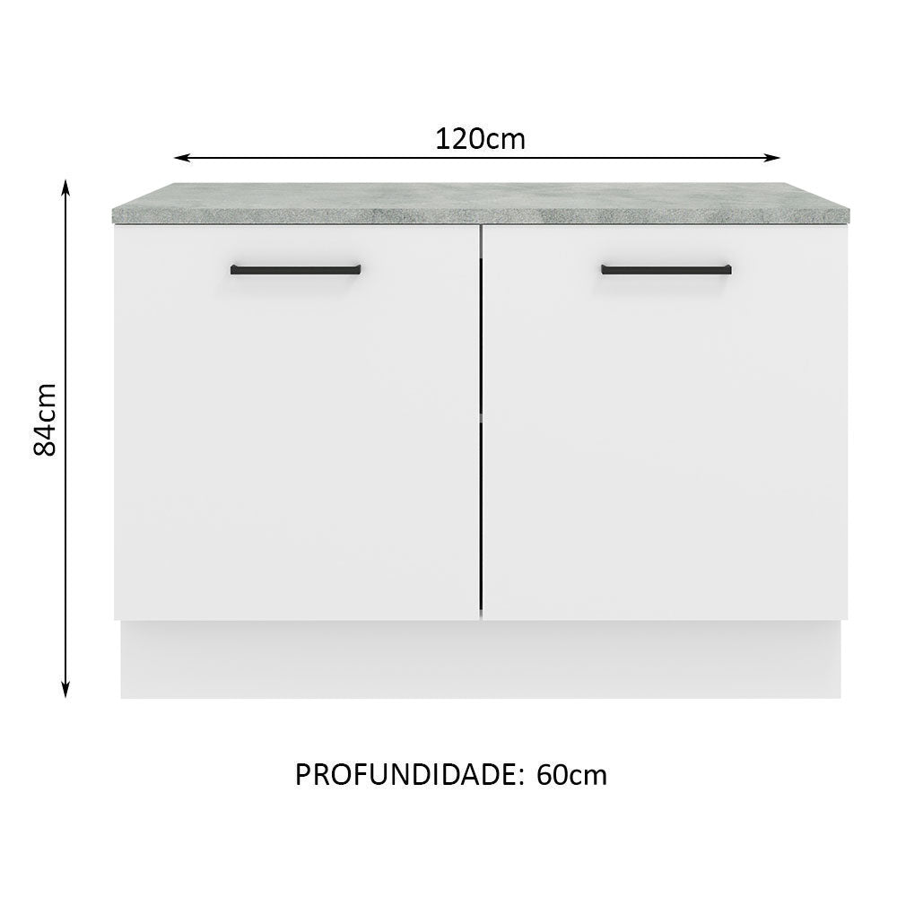 Balcão Gabinete Madesa Agata 120 x 60 cm 2 Portas (Com Tampo) Branco
