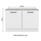 Balcão Gabinete Madesa Agata 120 x 60 cm 2 Portas (Com Tampo) Branco