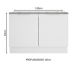 Balcão Gabinete Madesa Stella 120 x 60 cm 2 Portas (Com Tampo) Branco