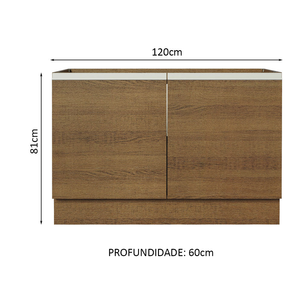 Balcão Gabinete de Pia 120 x 60 cm 2 Portas (Sem Tampo) Rustic Glamy Madesa