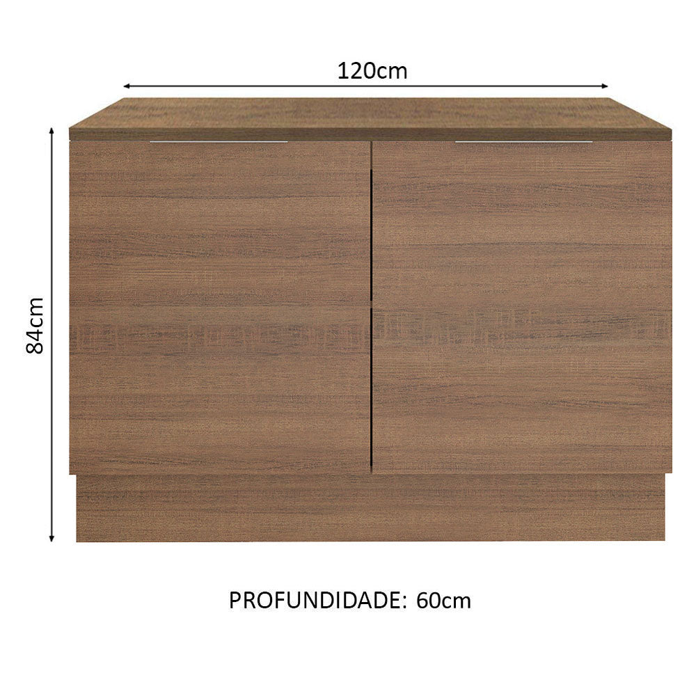 Balcão Gabinete Madesa Stella 120 x 60 cm 2 Portas (Com Tampo) Rustic