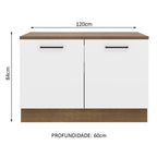 Balcão Gabinete Madesa Agata 120 x 60 cm 2 Portas (Com Tampo) Rustic/Branco