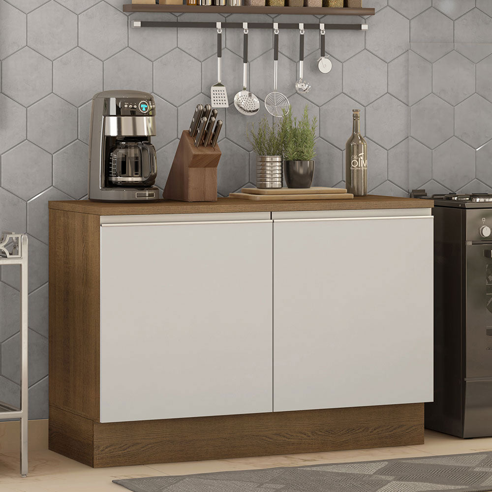Balcão Gabinete Madesa Glamy 120 x 60 cm 2 Portas (Com Tampo) Rustic/Branco