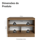 Balcão de Cozinha 120 x 60 cm 2 Portas (Com Tampo) Rustic/Branco Vik Madesa