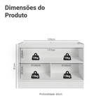 Balcão Gabinete de Pia 120 x 60 cm 2 Portas (Sem Tampo) Branco/Preto Lux Madesa