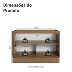 Balcão Gabinete de Pia Madesa Agata 120 x 60 cm 2 Portas (Sem Tampo) Rustic/Preto