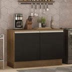 Balcão Gabinete Madesa Glamy 120 x 60 cm 2 Portas (Com Tampo) Rustic/Preto