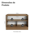 Balcão Gabinete de Pia 120 x 60 cm 2 Portas (Sem Tampo) Rustic/Cinza Lux Madesa