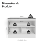 Balcão de Cozinha 120 x 60 cm 2 Portas (Com Tampo) Branco/Cinza Lux Madesa