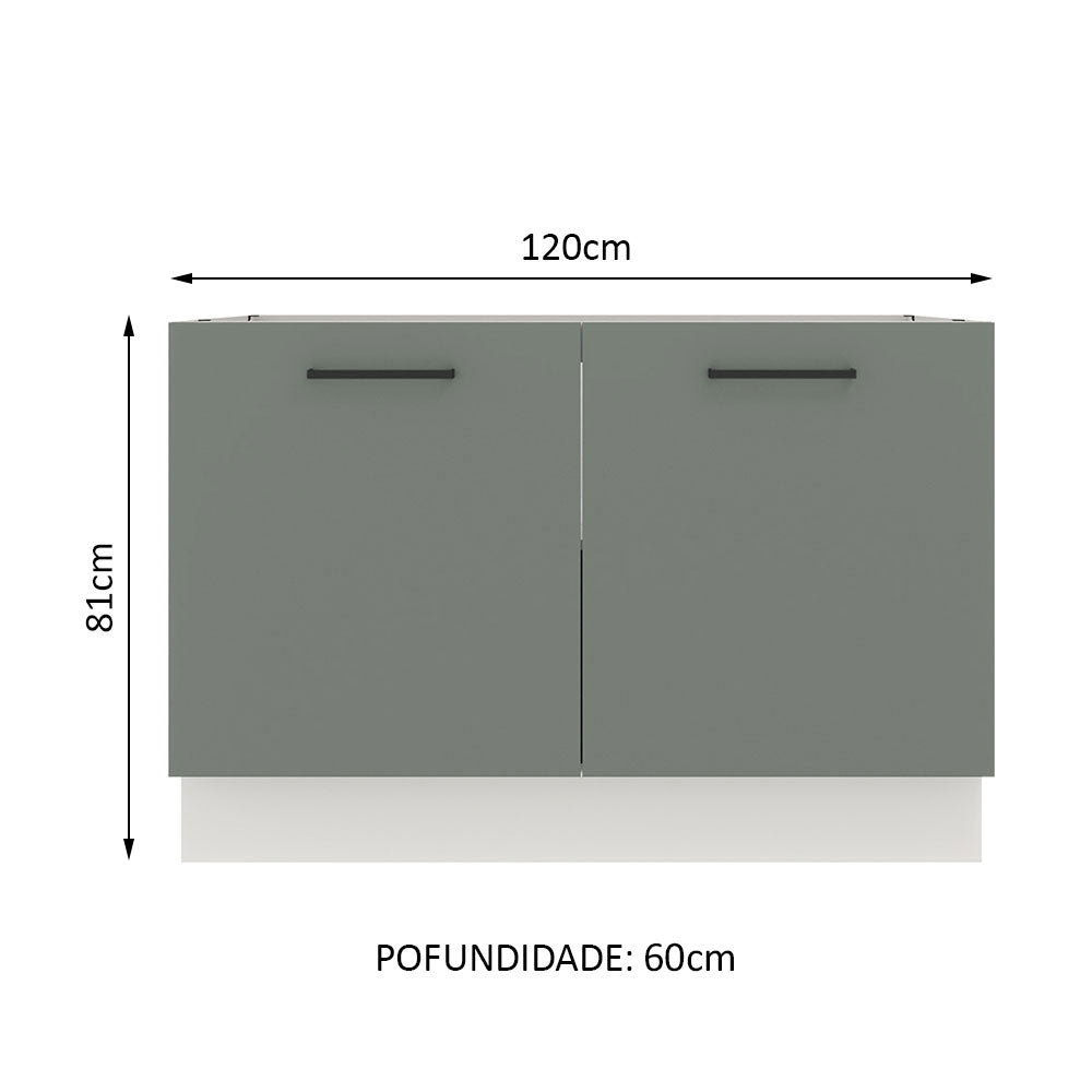 Balcão Gabinete de Pia Madesa Agata 120 x 60 cm 2 Portas (Sem Tampo) Branco/Cinza