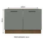 Balcão Gabinete de Pia Madesa Agata 120 x 60 cm 2 Portas (Sem Tampo) Rustic/Cinza