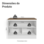 Balcão de Cozinha 120 x 60 cm 2 Portas Branco Tampo Rustic Agata Madesa
