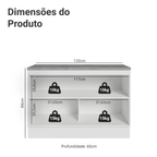 Balcão de Cozinha 120 x 60 cm 2 Portas (Com Tampo) Branco/Azul Vik Madesa
