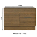 Balcão Cozinha 120 x 60 cm 1 Portas e 2 Gavetas (Com Tampo) Rustic Stella Madesa