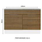 Balcão Cozinha 120 x 60 cm 1 Portas e 2 Gavetas (Com Tampo) Branco/Rustic Stella Madesa