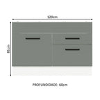 Balcão Gabinete de Pia 120 x 60 cm 1 Porta 2 Gavetas Branco/Cinza (Sem Tampo) Agata Madesa