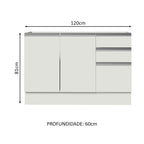 Balcão Gabinete de Pia Madesa Glamy 120 x 60 cm 2 Portas e 3 Gavetas (Sem Tampo) Branco