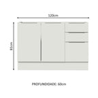 Balcão Gabinete de Pia Madesa Stella 120 x 60 cm 2 Portas e 3 Gavetas (Sem Tampo) Branco