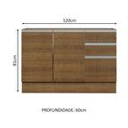 Balcão Gabinete de Pia Madesa Glamy 120 x 60 cm 2 Portas e 3 Gavetas (Sem Tampo) Rustic
