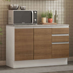 Balcão Cozinha 120 x 60 cm 2 Portas e 3 Gavetas (Com Tampo) Branco/Rustic Glamy Madesa