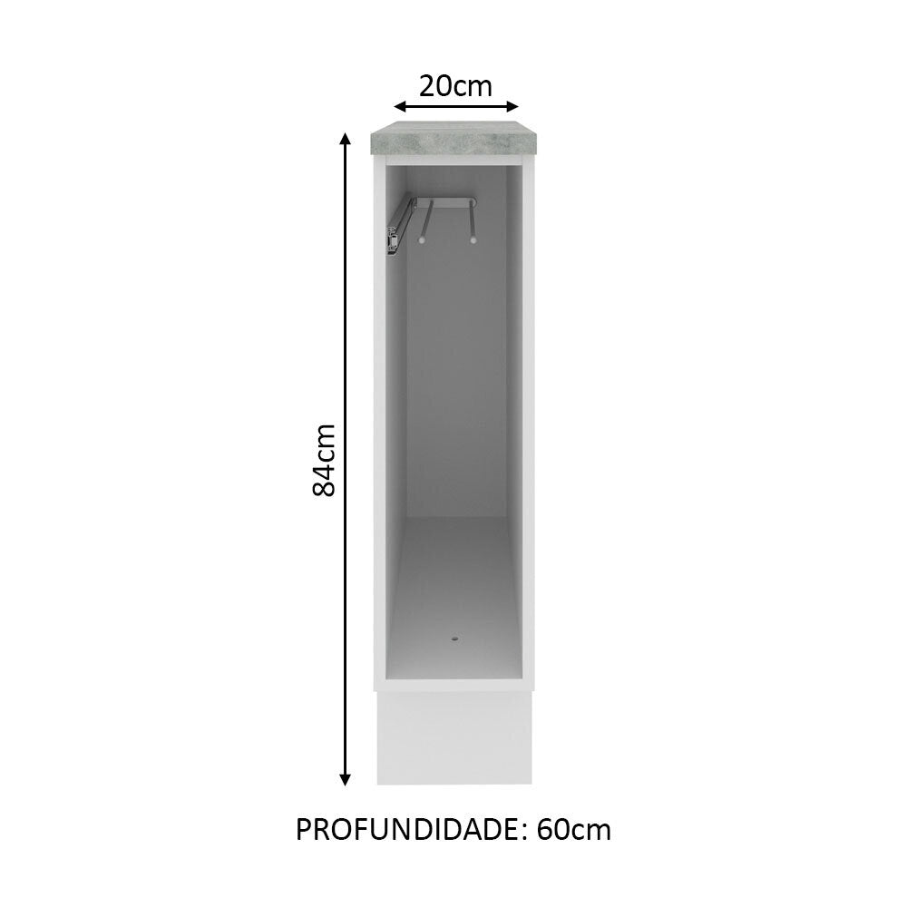Balcão Porta-Pano 20 x 60 cm (Com Tampo) para Cozinhas Branco Madesa