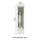Balcão Porta-Temperos 20 x 60 cm (Com Tampo) para Cozinhas Branco Madesa