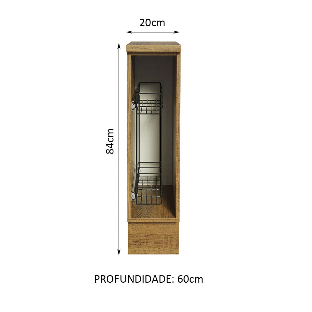 Balcão Porta-Temperos 20 x 60 cm (Com Tampo) para Cozinhas Rustic Madesa
