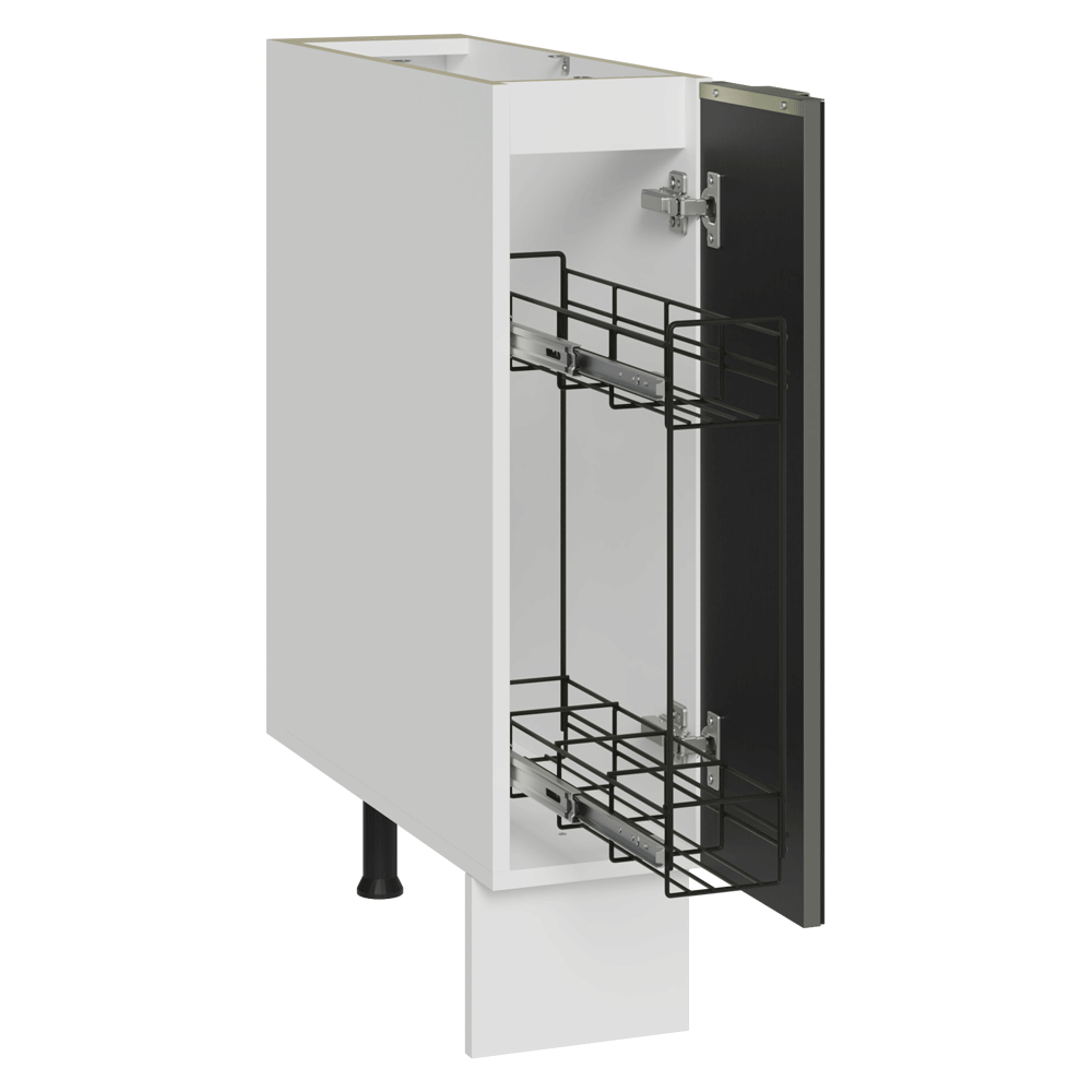 Balcão Porta-Temperos 20 x 60 cm 1 Porta (Sem Tampo) Branco/Preto Lux Madesa